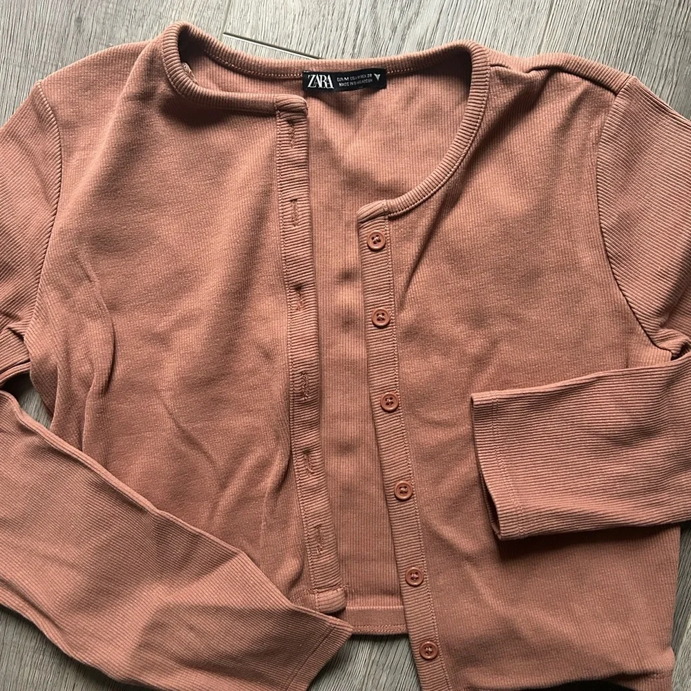 EUC Zara Tan/Brown Buttoned Up Cardigan - Picture 2 of 3